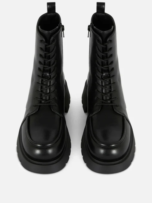 Apron Toe Laced Ankle Boots