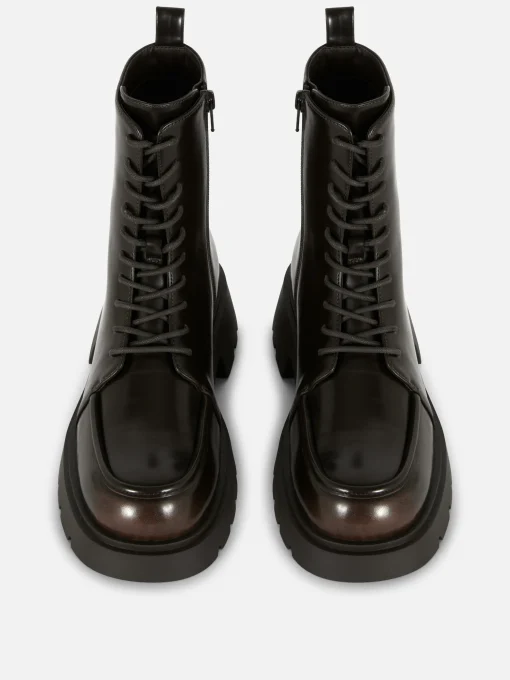 Apron Toe Laced Ankle Boots