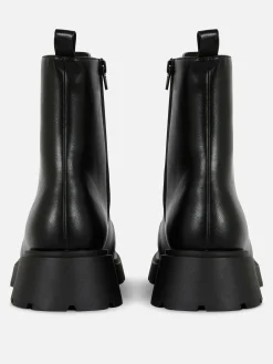 Apron Toe Laced Ankle Boots