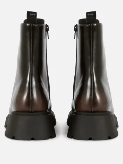 Apron Toe Laced Ankle Boots