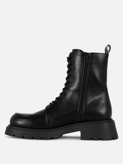 Apron Toe Laced Ankle Boots