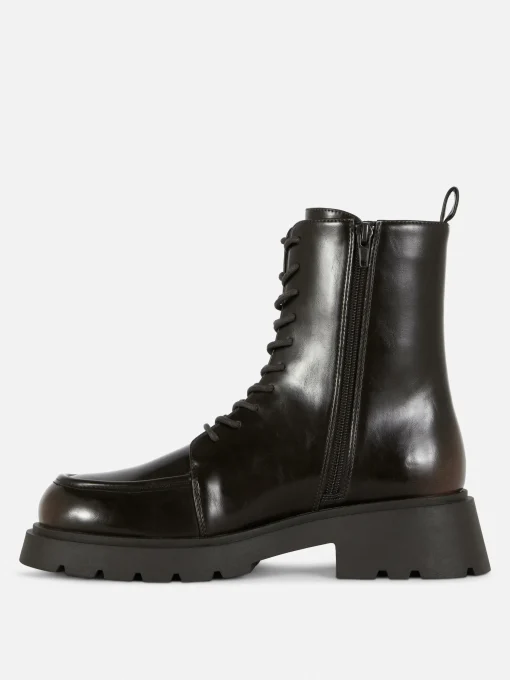 Apron Toe Laced Ankle Boots