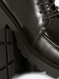 Apron Toe Laced Ankle Boots