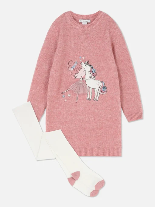 Ballerina Sweater Dress And Tights Set