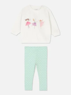 Ballerina Sweatshirt And Polka Dot Leggings Set