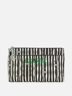 Beetlejuice Striped Makeup Bag