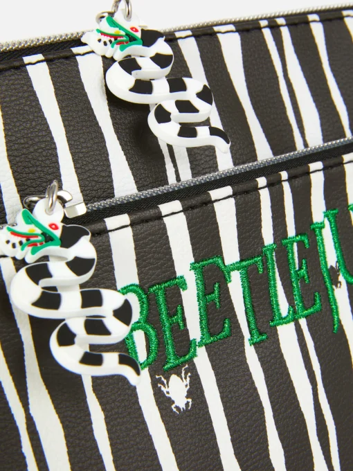 Beetlejuice Striped Makeup Bag