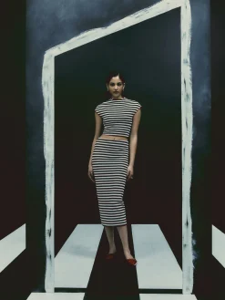 Beetlejuice X Colleen Atwood Stripe Midi Skirt Set