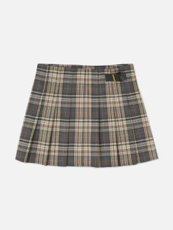 Belted Pleated Mini Skirt