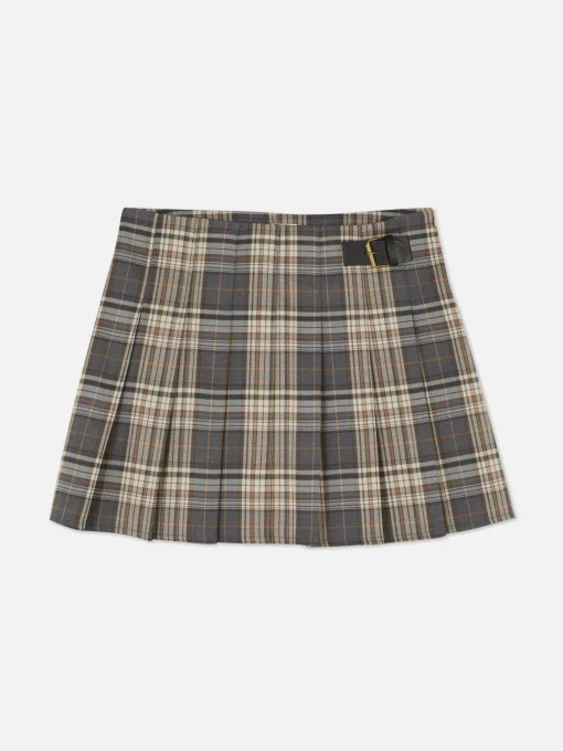 Belted Pleated Mini Skirt