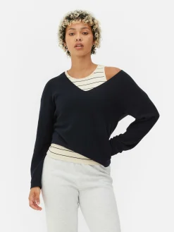 Boat Neck Long Sleeve Sweater