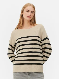 Boat Neck Long Sleeve Sweater