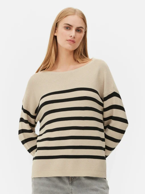 Boat Neck Long Sleeve Sweater