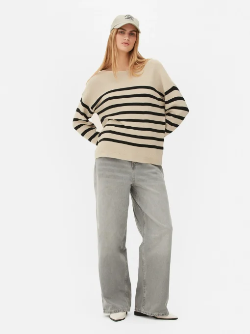 Boat Neck Long Sleeve Sweater