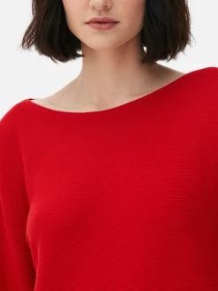 Boat Neck Long Sleeve Sweater