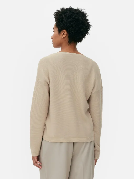 Boat Neck Long Sleeve Sweater