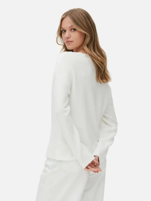Boat Neck Long Sleeve Sweater