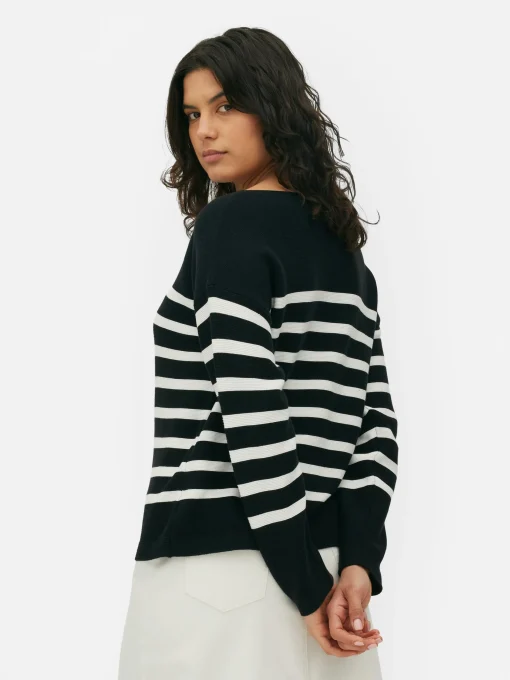 Boat Neck Long Sleeve Sweater