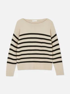 Boat Neck Long Sleeve Sweater