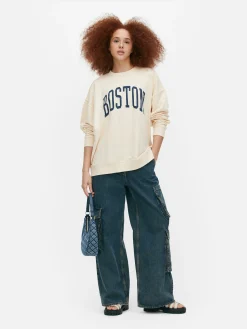 Boston Print Oversized Sweatshirt