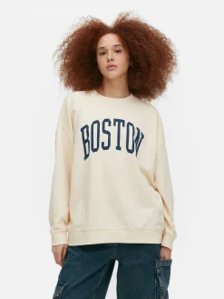 Boston Print Oversized Sweatshirt
