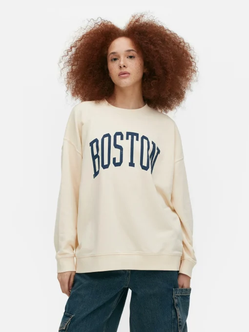 Boston Print Oversized Sweatshirt