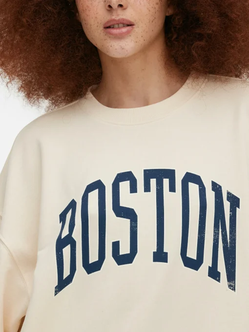 Boston Print Oversized Sweatshirt