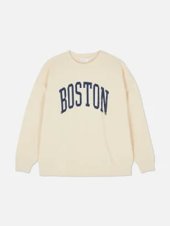 Boston Print Oversized Sweatshirt