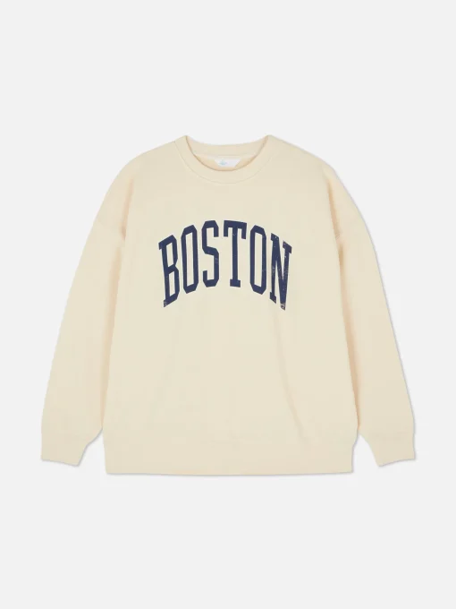 Boston Print Oversized Sweatshirt