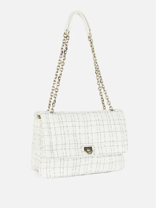 Bouclé Flap Front Crossbody Bag