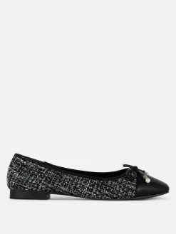 Boucle Contrast Toe Cap Ballet Flats
