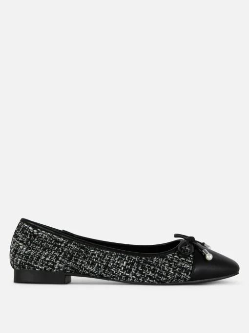 Boucle Contrast Toe Cap Ballet Flats
