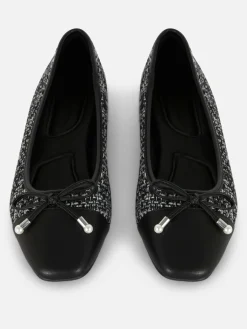 Boucle Contrast Toe Cap Ballet Flats