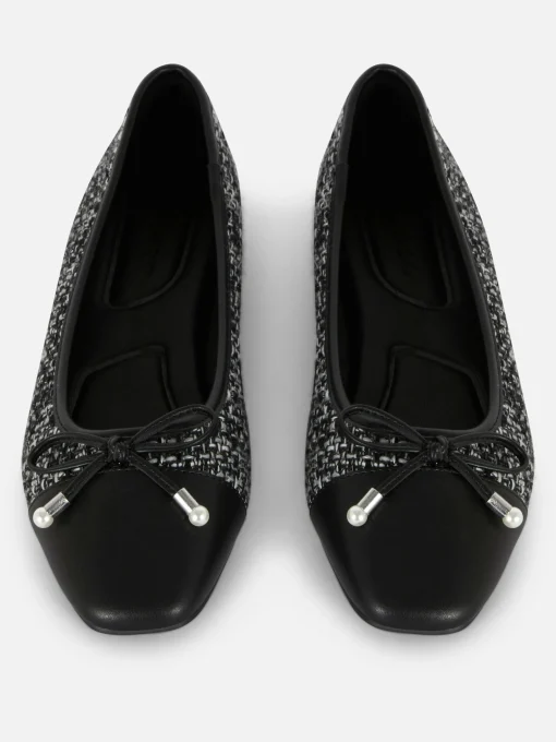 Boucle Contrast Toe Cap Ballet Flats