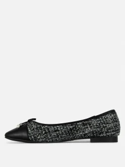 Boucle Contrast Toe Cap Ballet Flats