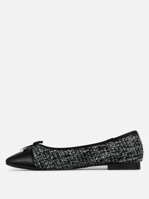 Boucle Contrast Toe Cap Ballet Flats