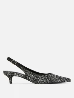 Boucle Slingback Kitten Heels