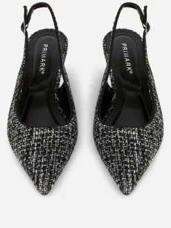Boucle Slingback Kitten Heels