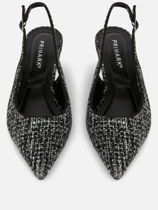 Boucle Slingback Kitten Heels