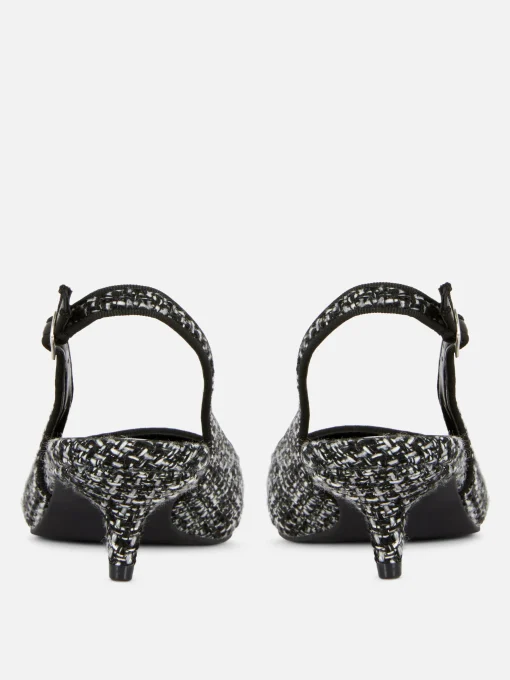 Boucle Slingback Kitten Heels