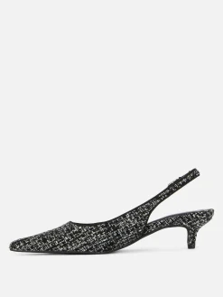 Boucle Slingback Kitten Heels