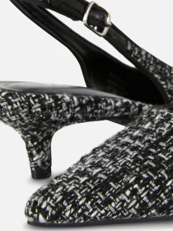 Boucle Slingback Kitten Heels