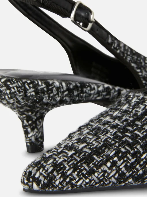 Boucle Slingback Kitten Heels
