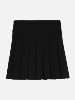 Buckle Belt Pleated Skirt