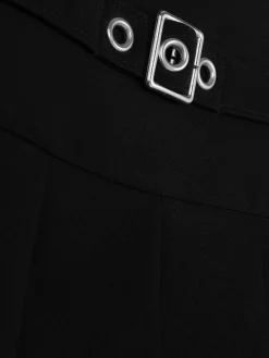 Buckle Belt Pleated Skirt