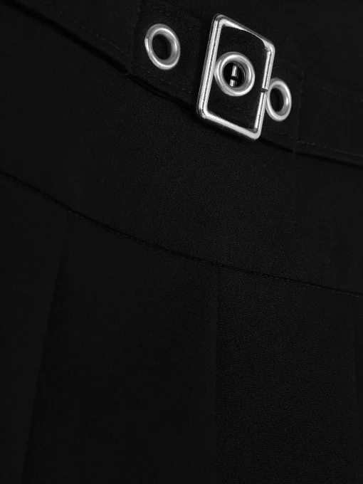 Buckle Belt Pleated Skirt