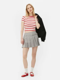 Buckle Pleated Mini Skirt