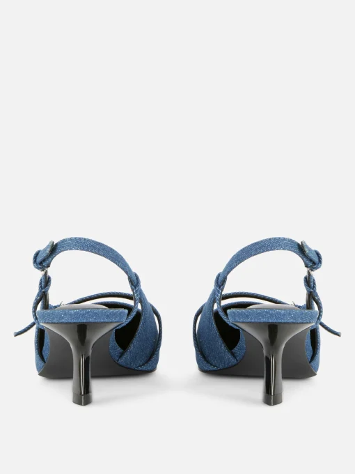 Buckled Denim Kitten Heels
