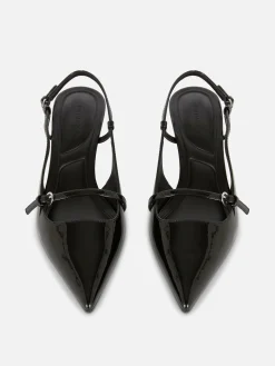 Buckled Patent Kitten Heels