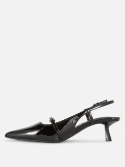 Buckled Patent Kitten Heels